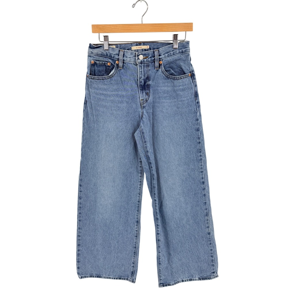 Levi's XL Straight Jeans Blue 25 High Rise Wide Leg Denim Streetwear Baggy